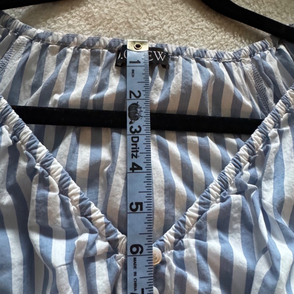 J. Crew V-neck Smocked Waist Top, Size extra small, black and white stripes - Picture 12 of 12